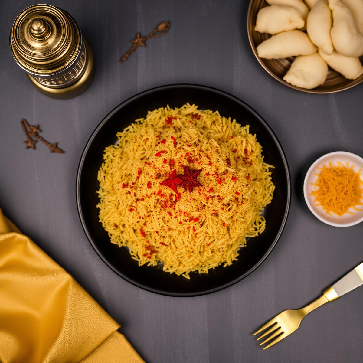 Aromatic biryani with saffron rice