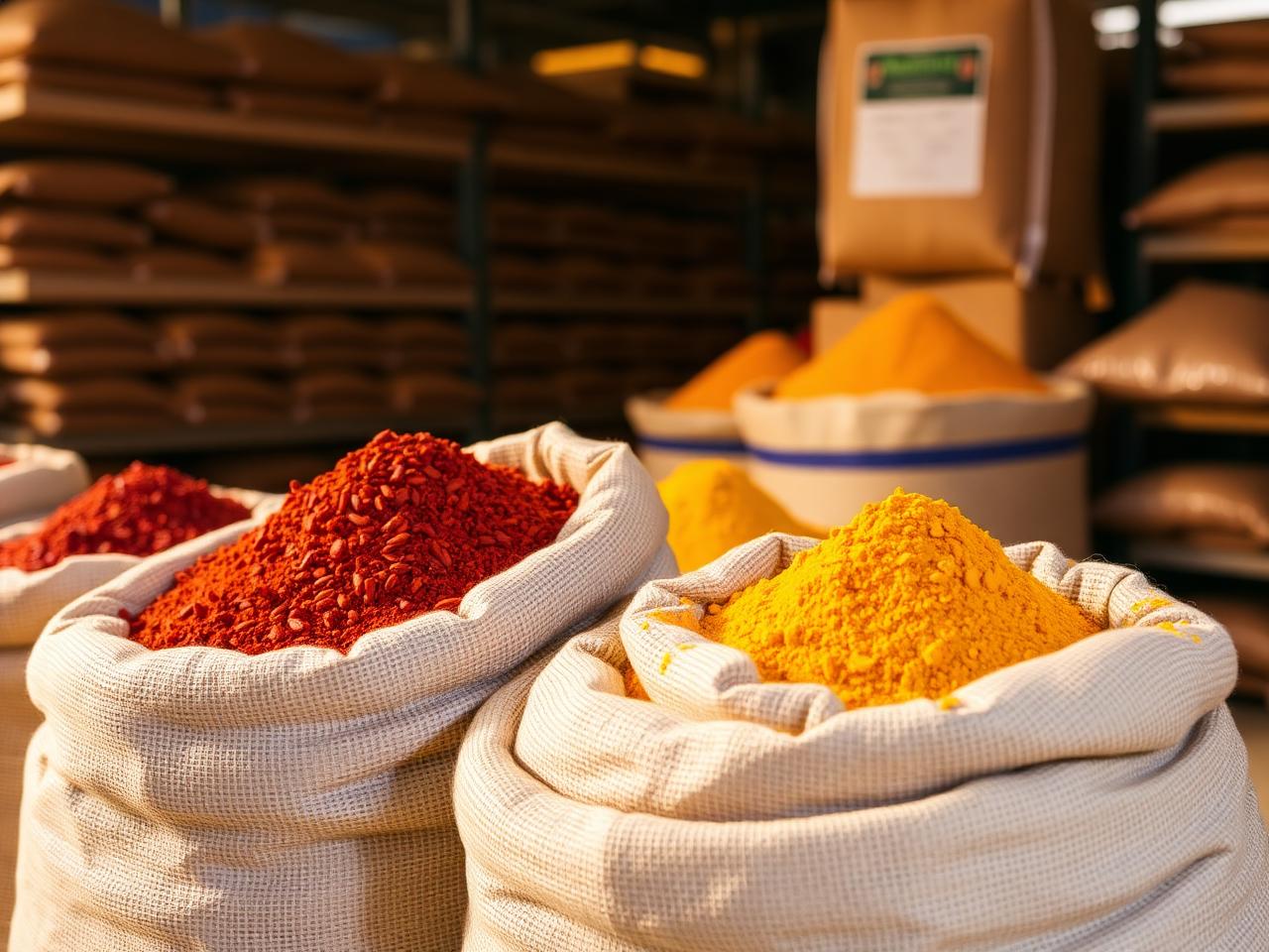 Bulk sacks of wholesale spices